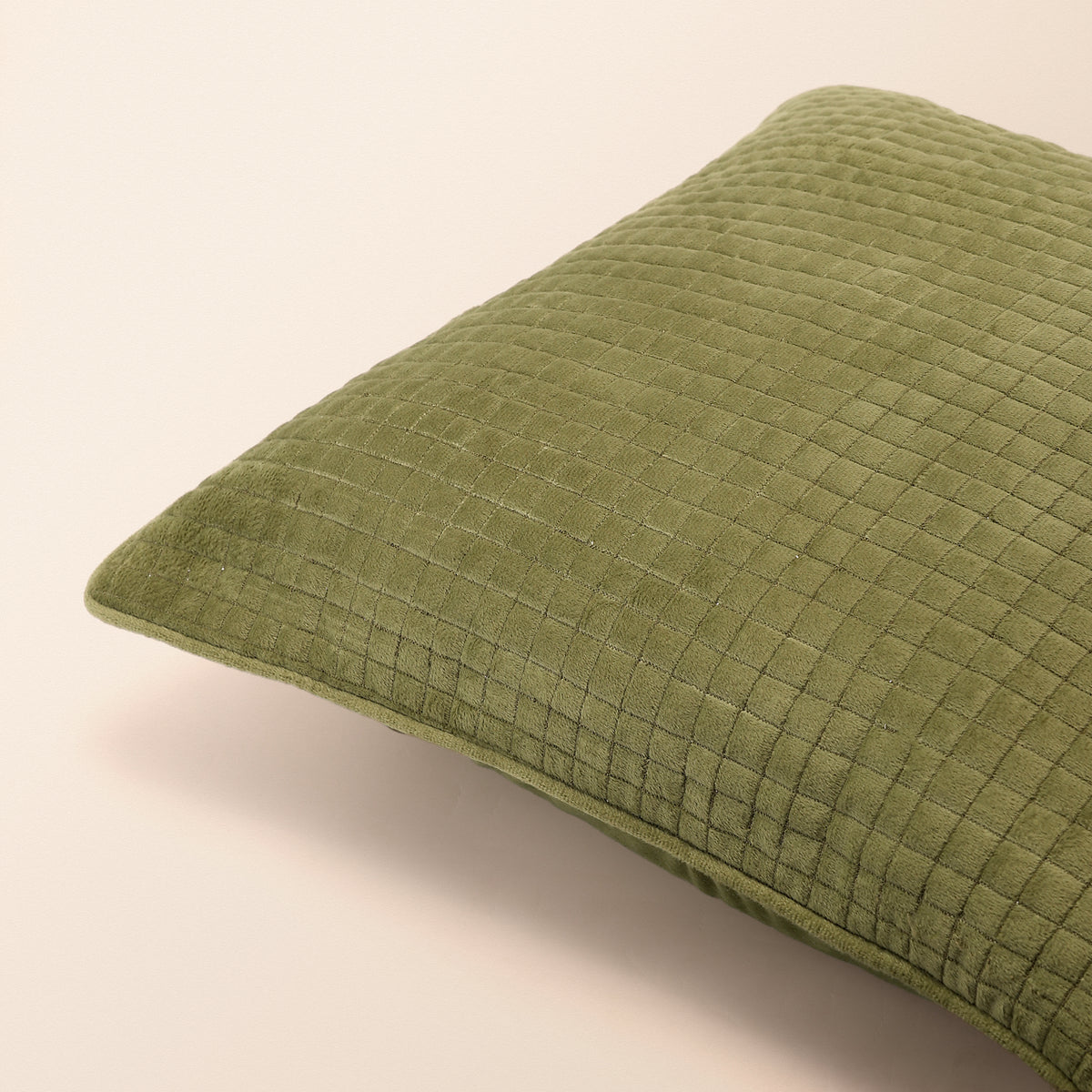 SAHAR Square Cushion, Quilted, 18 x 18 Inch, Sage, Romantic Vintage