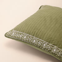 MAHNOOR I Square Cushion, Dori, 18 x 18 Inch, Sage, Romantic Vintage — thumbnail