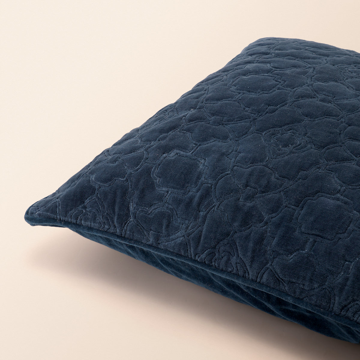 AZRAQ Square Cushion, Zari, 18 x 18 Inch, Blue, Mughal Garden