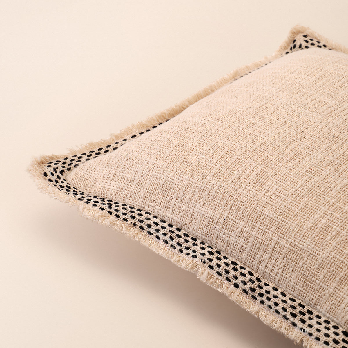 SYLVEN Square Cushion, Kantha, 18 x 18 Inch, Ivory, Classic Monochromes