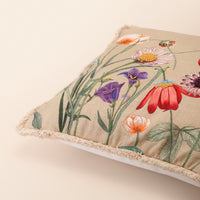 BUTA Square Cushion, Embroidery, 18 x 18 Inch, Beige, Botanical Bloom — thumbnail