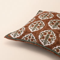 BAGRU Square Cushion, Block Print, 18 x 18 Inch, Mocha, Jaipur House — thumbnail