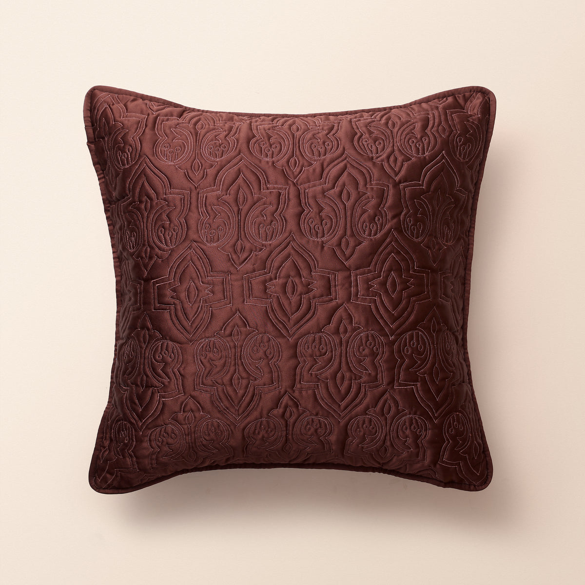 POCHAMPALLY Square Cushion, Ikat, 18 x 18 Inch, Mocha, Ikat Weave