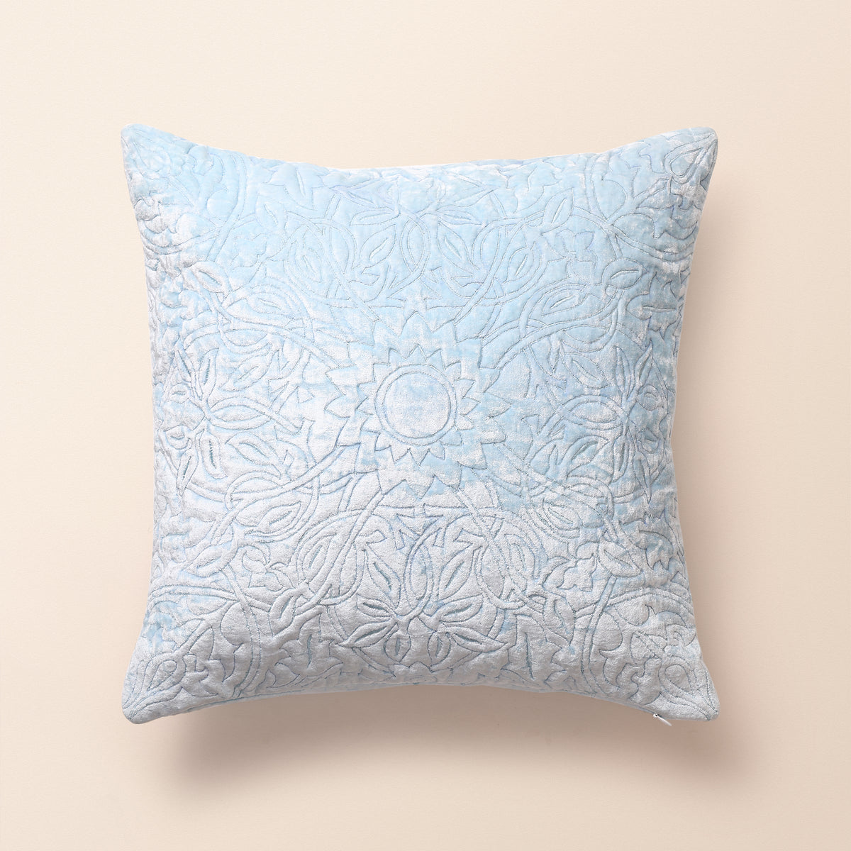 YAZD Square Cushion, Patchwork, 18 x 18 Inch, Blue, Persian Mosaic