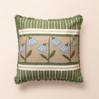 Stripe Screen Printed Square Cushion, Screen Print, 18 x 18 Inch, Ivory, Printed Stripes — thumbnail