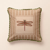SANGANER Square Cushion, Screen Print, 18 x 18 Inch, Ivory, Printed Stripes — thumbnail