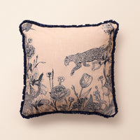 WILDWOOD Square Cushion, Toile, 18 x 18 Inch, Indigo & Cream, Indigo Forest — thumbnail