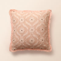VERMILION Square Cushion, Bead Work, 18 x 18 Inch, Vermilion, TNT Beads — thumbnail