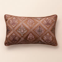 SAMBALPUR Oblong Cushion, Ikat, 12 x 20 Inch, Mocha, Ikat Weave — thumbnail