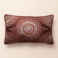 PUTTAPAKA Oblong Cushion, Ikat, 12 x 20 Inch, Mocha, Ikat Weave — thumbnail