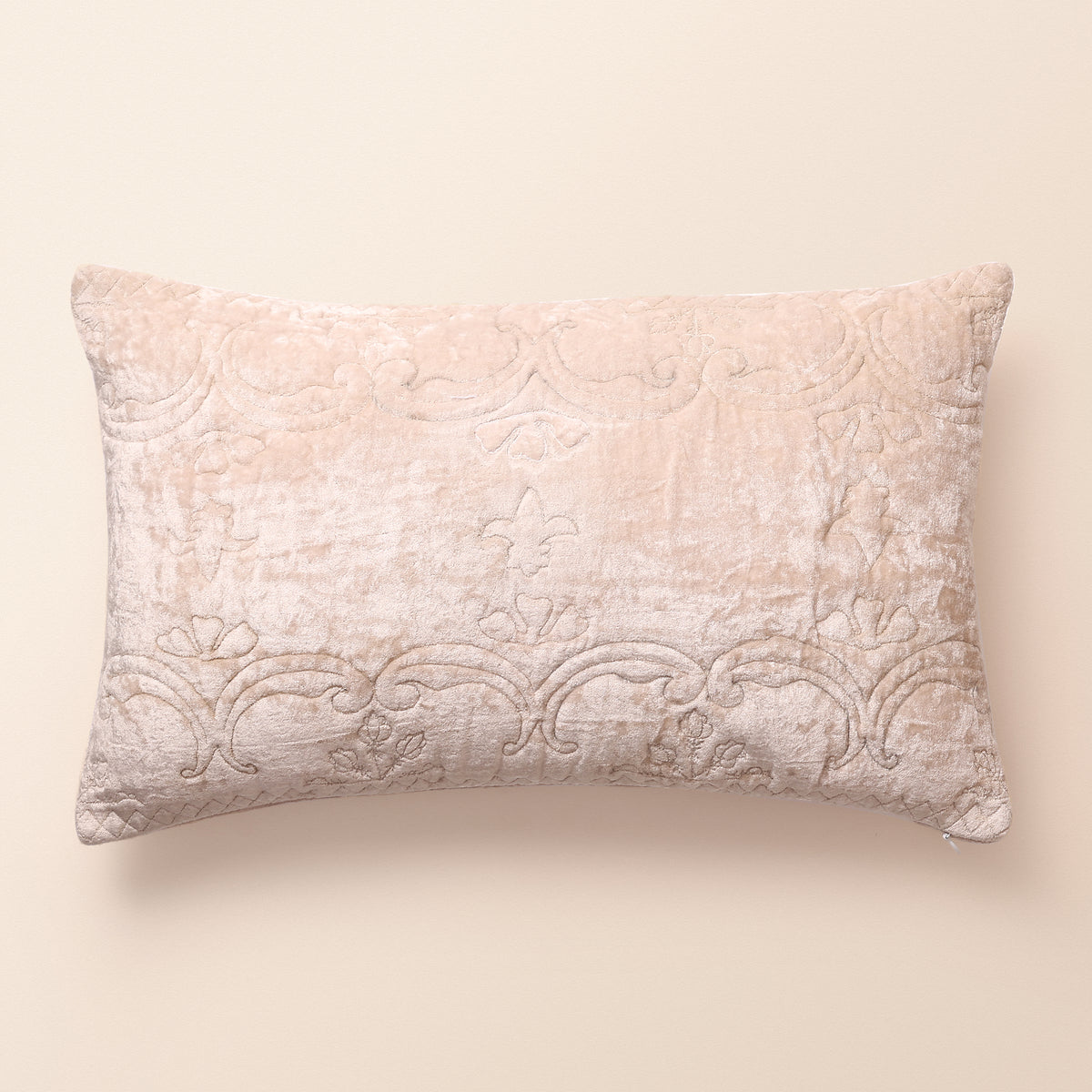 KASHN Oblong Cushion, Patchwork, 12 x 20 Inch, Ivory, Persian Mosaic