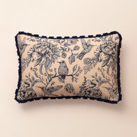 NIGHTFALL Oblong Cushion, Toile, 12 x 20 Inch, Indigo & Cream, Indigo Forest — thumbnail