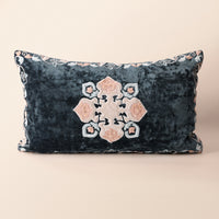 SHIRAZ Oblong Cushion, Patchwork, 12 x 20 Inch, Blue, Persian Mosaic — thumbnail