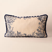 GROVE Oblong Cushion, Toile, 12 x 20 Inch, Indigo & Cream, Indigo Forest — thumbnail