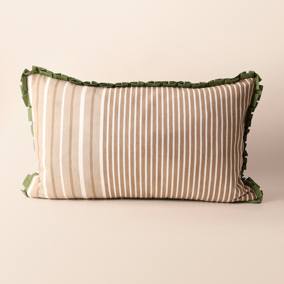 Stripe Screen Printed Oblong Cushion, Screen Print, 12 x 20 Inch, Ivory, Printed Stripes