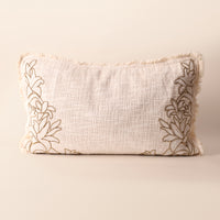 IVOIRE Oblong Cushion, Bead Work, 12 x 20 Inch, Ivory, TNT Beads — thumbnail