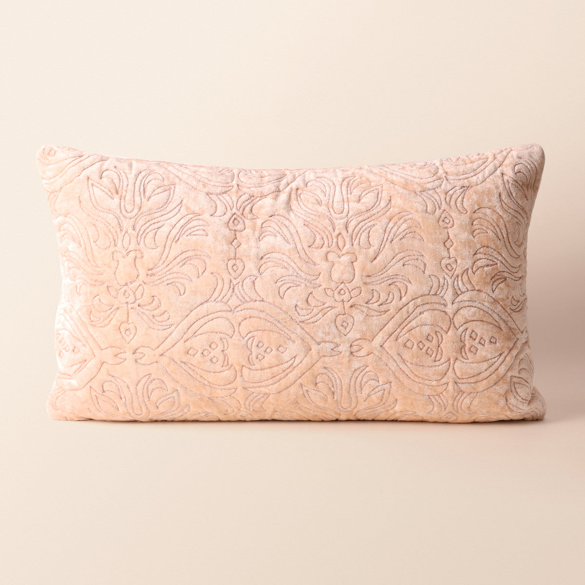 SHIRAZ Oblong Cushion, Patchwork, 12 x 20 Inch, Blush, Persian Mosaic