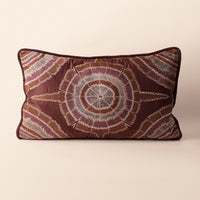 PUTTAPAKA Oblong Cushion, Ikat, 12 x 20 Inch, Mocha, Ikat Weave — thumbnail
