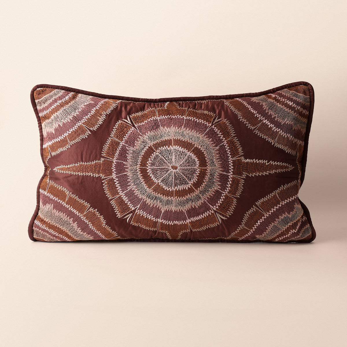 PUTTAPAKA Oblong Cushion, Ikat, 12 x 20 Inch, Mocha, Ikat Weave