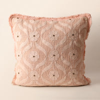 VERMILION Square Cushion, Bead Work, 18 x 18 Inch, Vermilion, TNT Beads — thumbnail