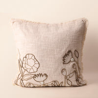 PEARL Square Cushion, Bead Work, 16 x 16 Inch, Chalk, TNT Beads — thumbnail
