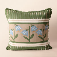 Stripe Screen Printed Square Cushion, Screen Print, 18 x 18 Inch, Ivory, Printed Stripes — thumbnail