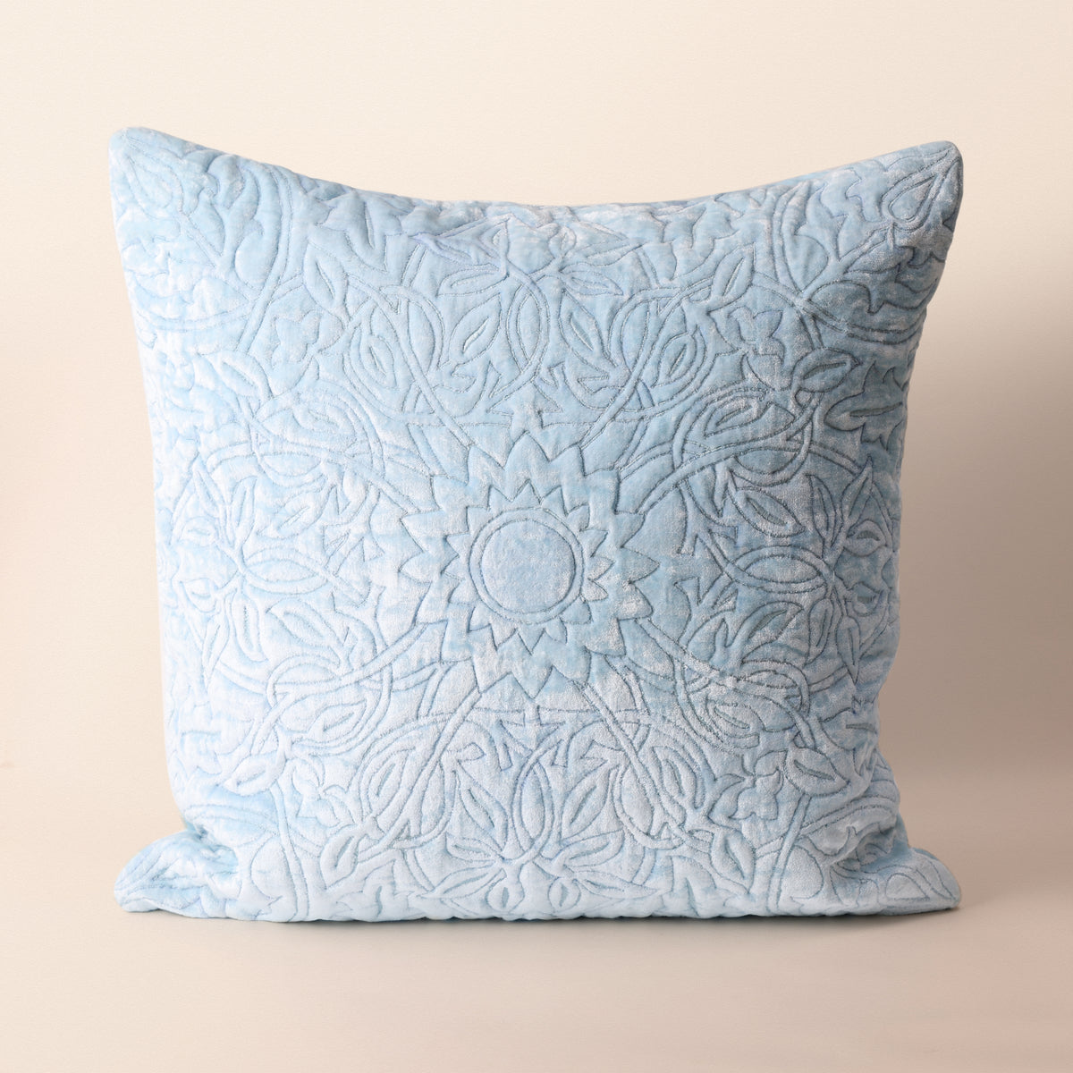 YAZD Square Cushion, Patchwork, 18 x 18 Inch, Blue, Persian Mosaic