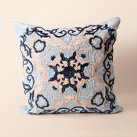 KASHI Square Cushion, Patchwork, 18 x 18 Inch, Blue, Persian Mosaic — thumbnail