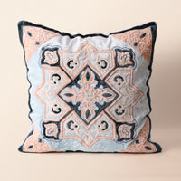 MINA Square Cushion, Patchwork, 18 x 18 Inch, Blue, Persian Mosaic — thumbnail