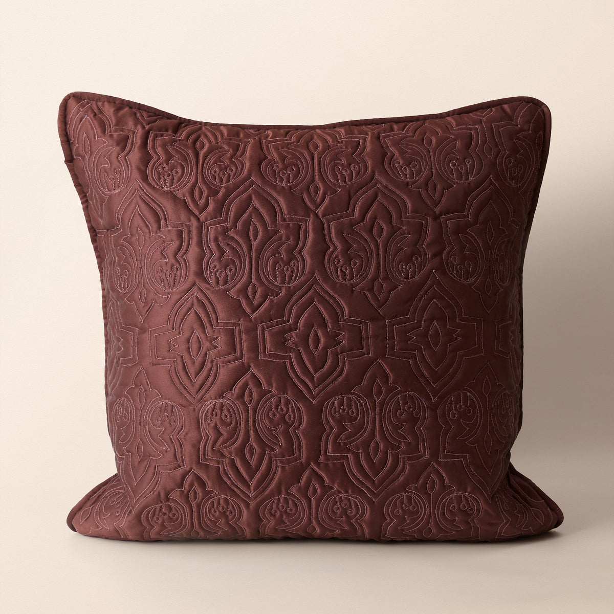 POCHAMPALLY Square Cushion, Ikat, 18 x 18 Inch, Mocha, Ikat Weave
