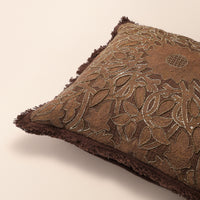 UMBER Square Cushion, Bead Work, 18 x 18 Inch, Dark Brown, TNT Beads — thumbnail