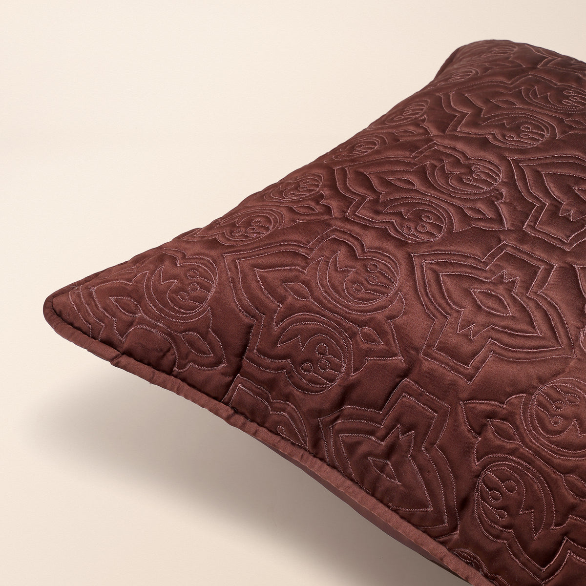 POCHAMPALLY Square Cushion, Ikat, 18 x 18 Inch, Mocha, Ikat Weave