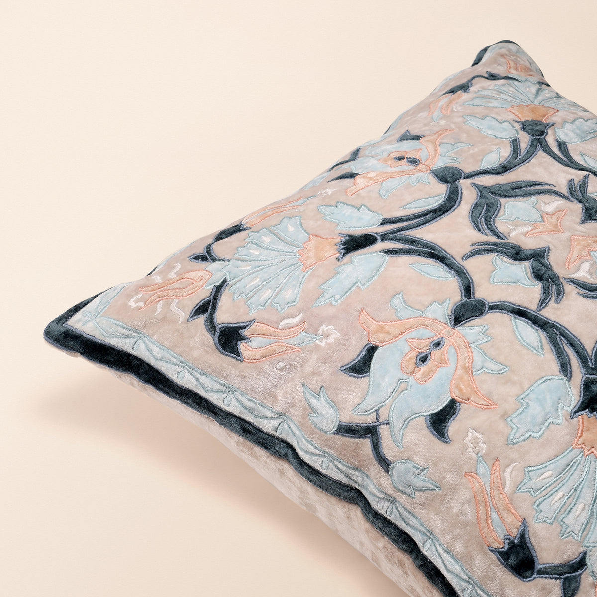 KASHN Square Cushion, Patchwork, 18 x 18 Inch, Blue, Persian Mosaic