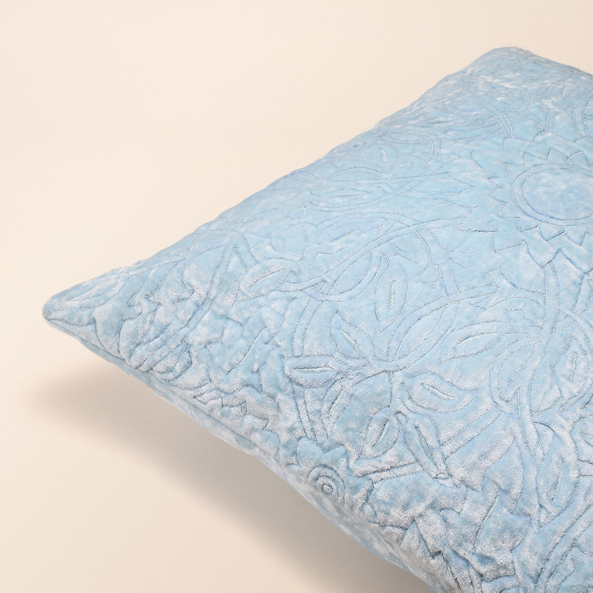 YAZD Square Cushion, Patchwork, 18 x 18 Inch, Blue, Persian Mosaic