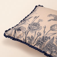 WILDWOOD Square Cushion, Toile, 18 x 18 Inch, Indigo & Cream, Indigo Forest — thumbnail