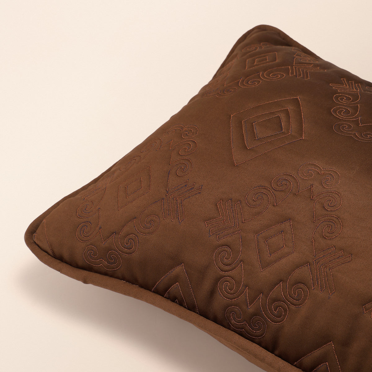 Ikkat Oblong Cushion, Ikat, 12 x 20 Inch, Mocha, Ikat Weave
