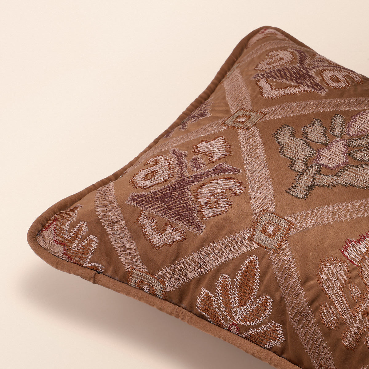 SAMBALPUR Oblong Cushion, Ikat, 12 x 20 Inch, Mocha, Ikat Weave