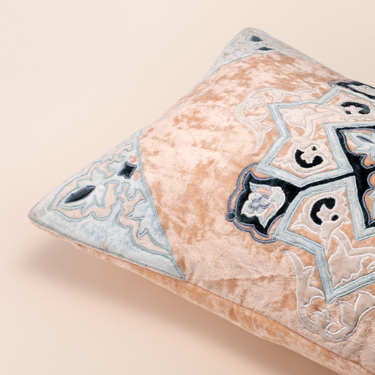 SHIRAZ Oblong Cushion, Patchwork, 12 x 20 Inch, Blue, Persian Mosaic