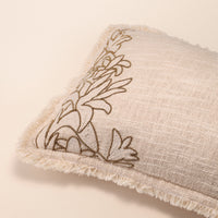 IVOIRE Oblong Cushion, Bead Work, 12 x 20 Inch, Ivory, TNT Beads — thumbnail