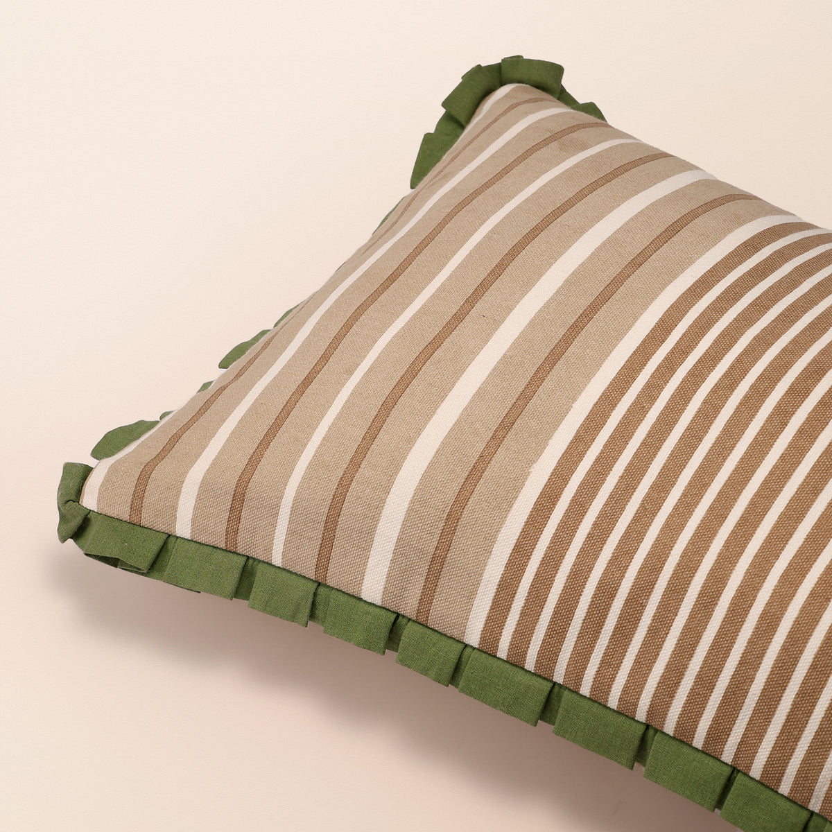 Stripe Screen Printed Oblong Cushion, Screen Print, 12 x 20 Inch, Ivory, Printed Stripes