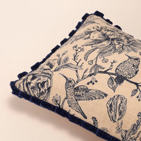 NIGHTFALL Oblong Cushion, Toile, 12 x 20 Inch, Indigo & Cream, Indigo Forest — thumbnail