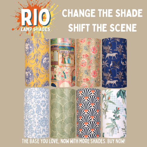 Mango Wood Table Lamp, Yellow Victorian Fabric Shade - RIO Collection