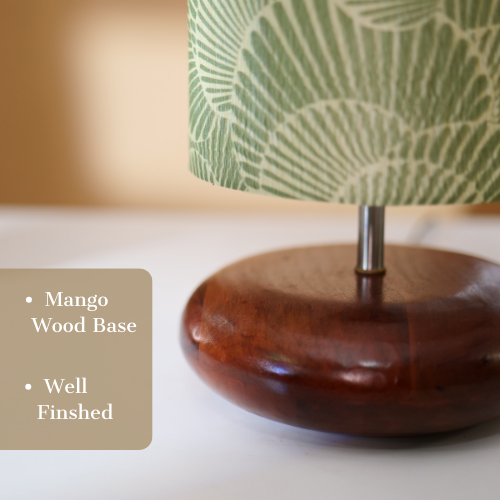 Mango Wood Table Lamp, Lily Leaves Mango Silk Shade - RIO Collection