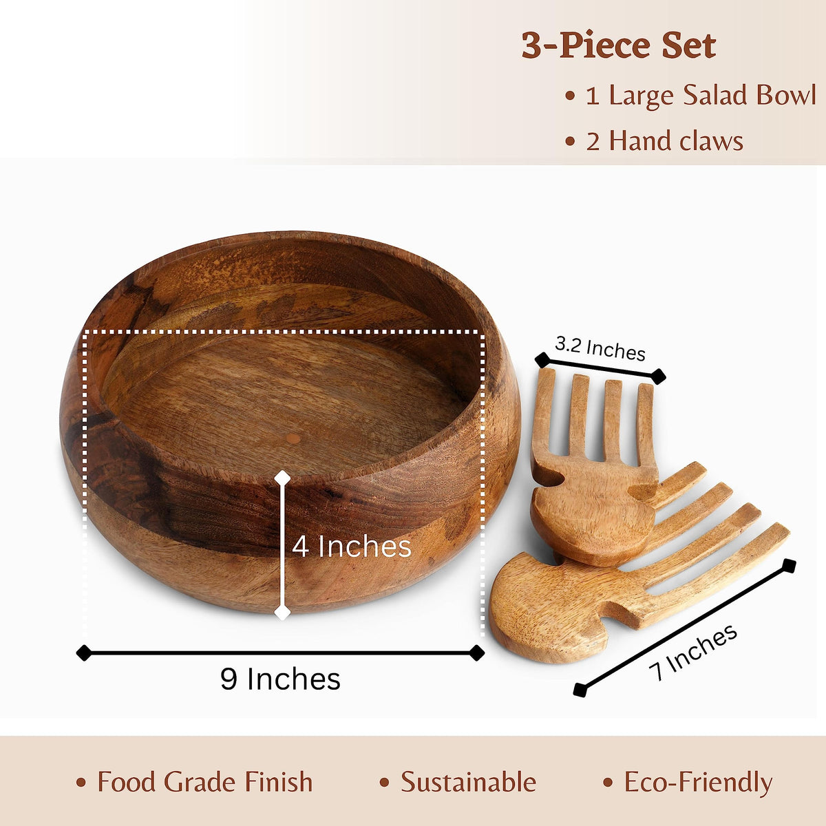 Salad Bowl with Serving Claws