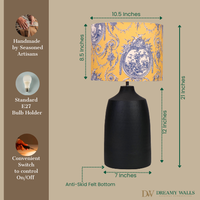 Handcrafted table lamp with Indian artwork, E27 bulb holder, anti-skid felt base, 21-inch height, and convenient switch — thumbnail