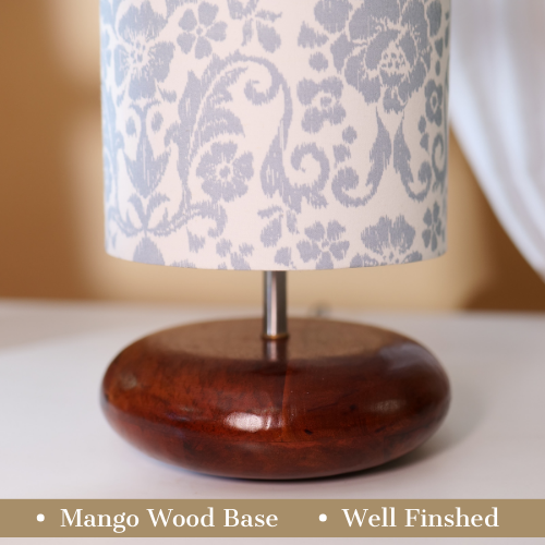 Mango Wood Table Lamp, English Country Fabric Shade - RIO Collection