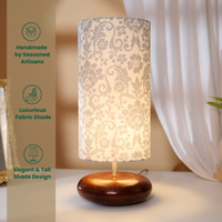 Mango Wood Table Lamp, English Country Fabric Shade - RIO Collection — thumbnail