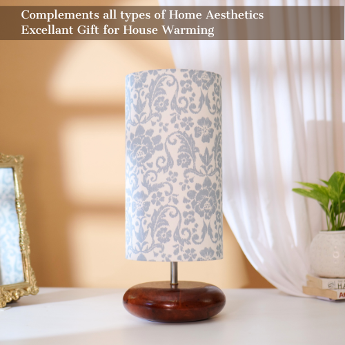 Mango Wood Table Lamp, English Country Fabric Shade - RIO Collection