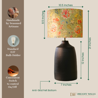Handcrafted table lamp with Indian artwork, E27 bulb holder, anti-skid felt base, 21-inch height, and convenient switch — thumbnail