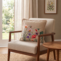 BUTA Square Cushion, Embroidery, Beige, Botanical Bloom — thumbnail